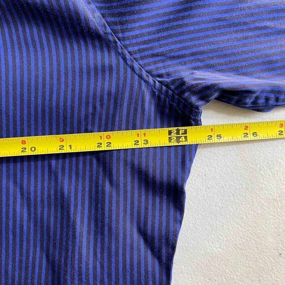 Robert Graham Shirt Men‎ XL Blue Stripes Flip Cuff Long Sleeve Button Up